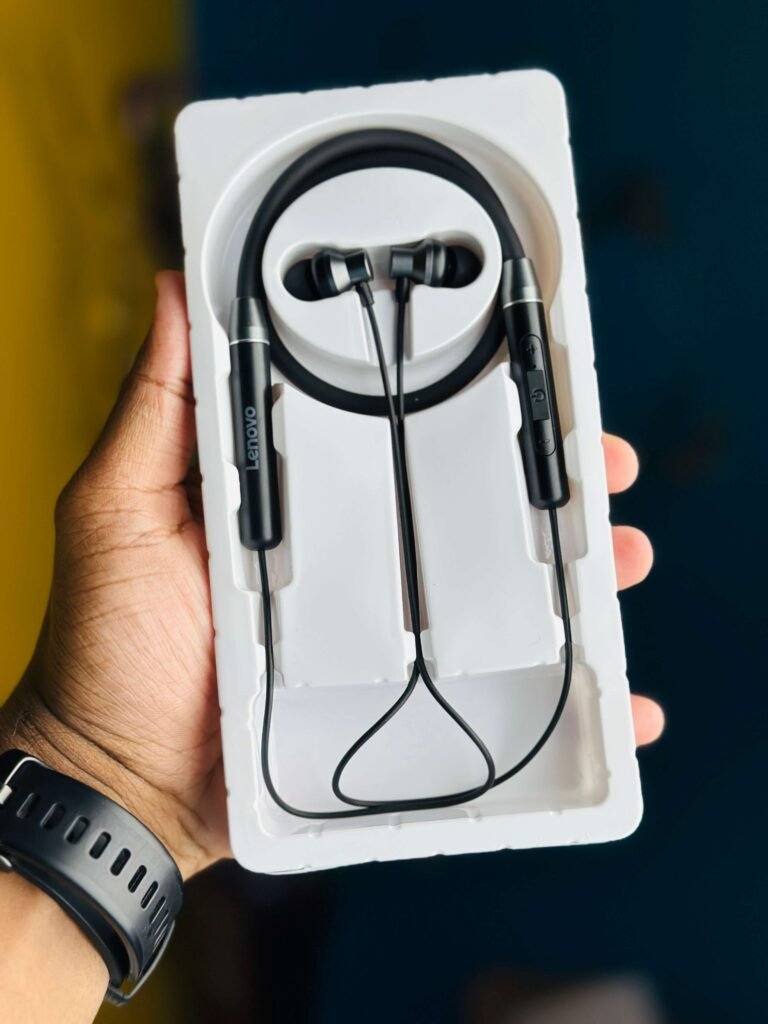 Lenovo HE05 Neckband (Original with 1 Months Warranty)- Black Color (24)