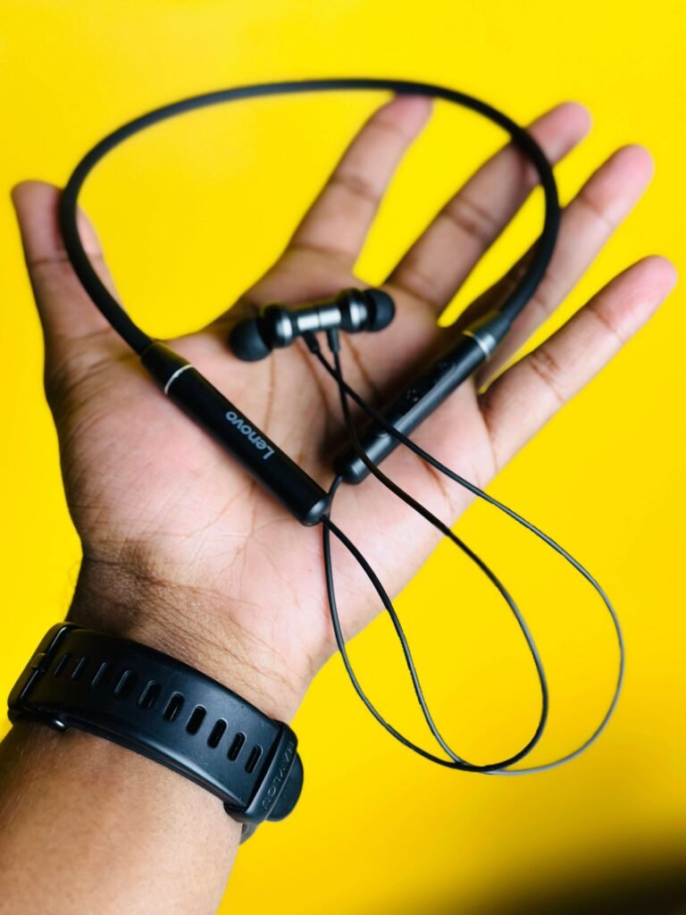 Lenovo HE05 Neckband (Original with 1 Months Warranty)- Black Color (4)