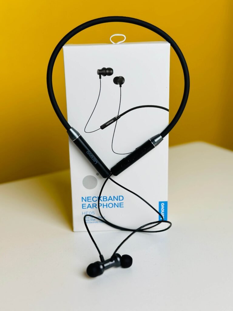 Lenovo HE05 Neckband (Original with 1 Months Warranty)- Black Color (6)