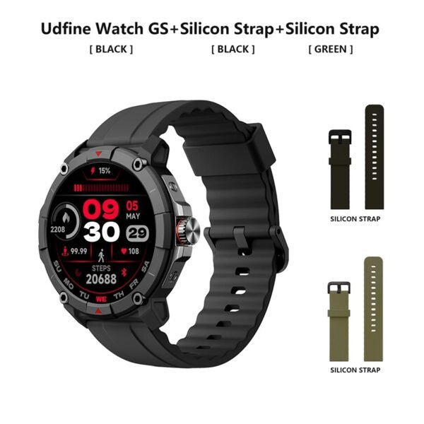 Udfine Watch GS 1.38 - HD Display Bluetooth Calling Alexa With GPS Smartwatch Double Straps - Black Color