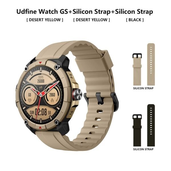 Udfine Watch GS 1.38 - HD Display Bluetooth Calling Alexa With GPS Smartwatch Double Straps - Desert Yellow Color